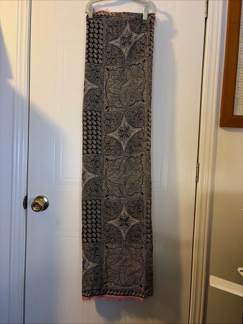Paisley Style Wrap - square With Pink Fringe BEAUTIFUL